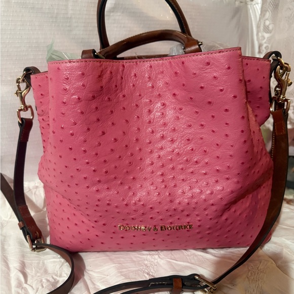 Dooney & Bourke Handbags - Dooney & Bourke Pink Ostrich-Embossed Tote
